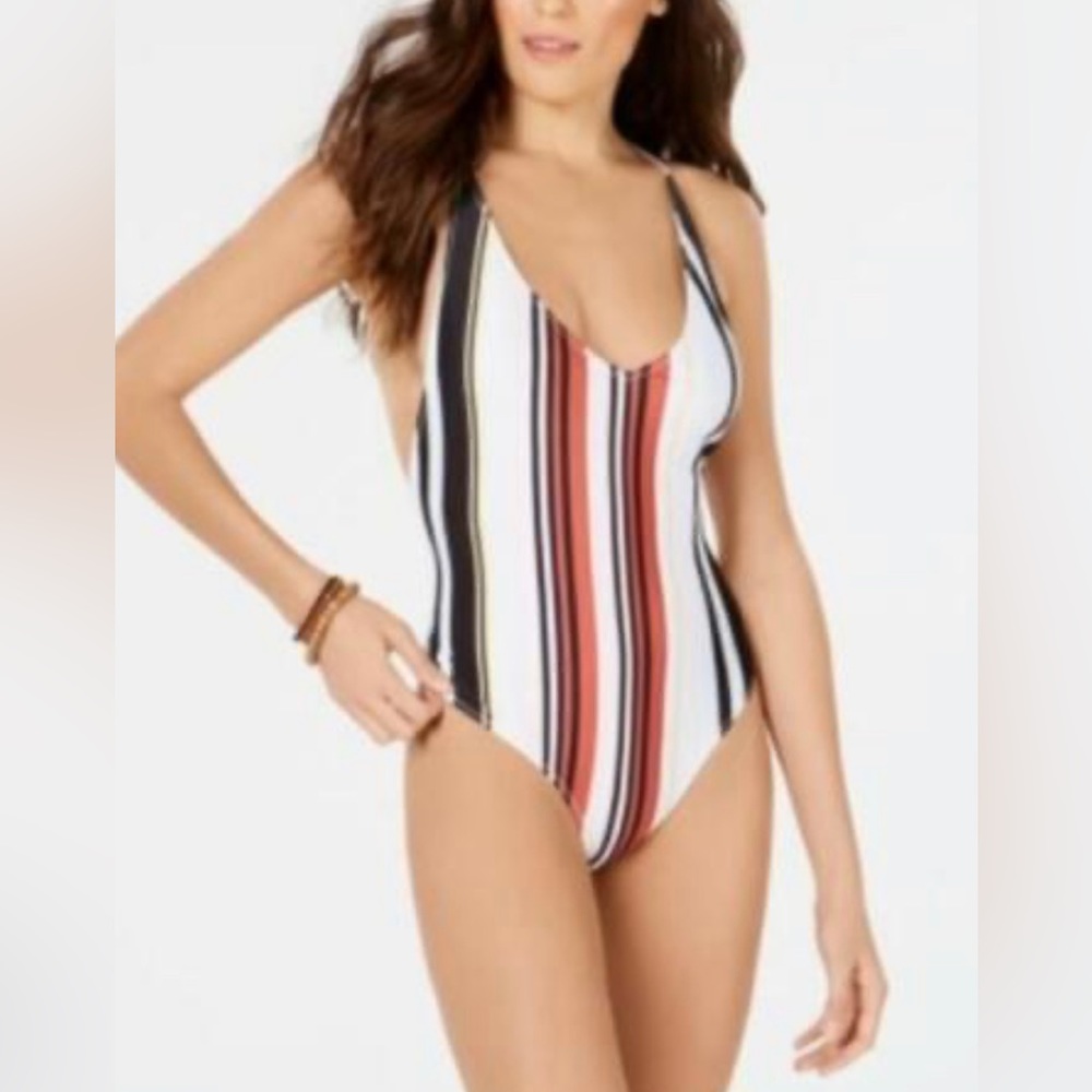 NWOT VOLCOM Earn Ur Stripes Racerback One-Piece Swimsuit!
